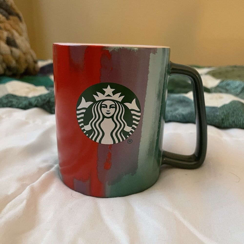 2021 Starbucks Coffee Cup Christmas Holiday Mug Vertical Paint Stripes 9.5oz